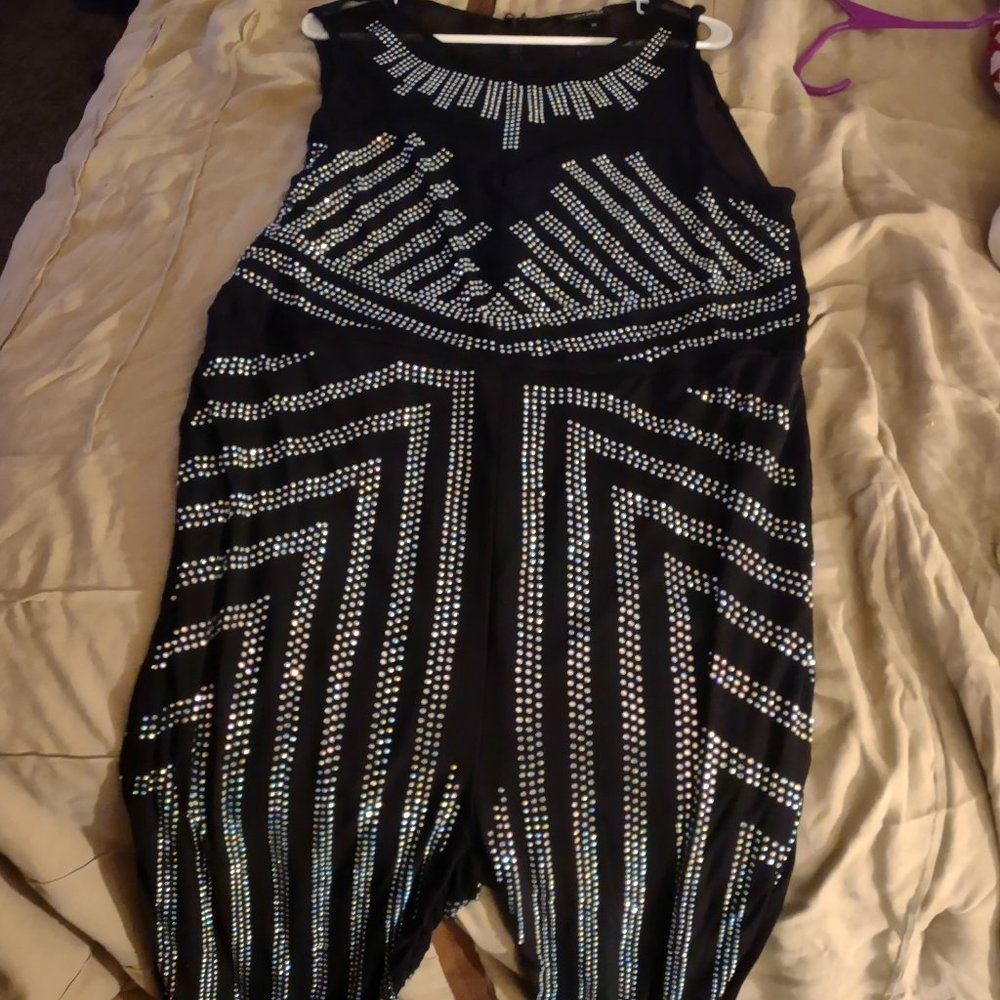 Sexy diamond jump suite
